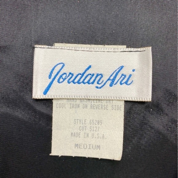 Jordan Ari Vintage Metallic Gold Semi Sheer Blazer with Shoulder Pads Size M - Picture 5 of 8